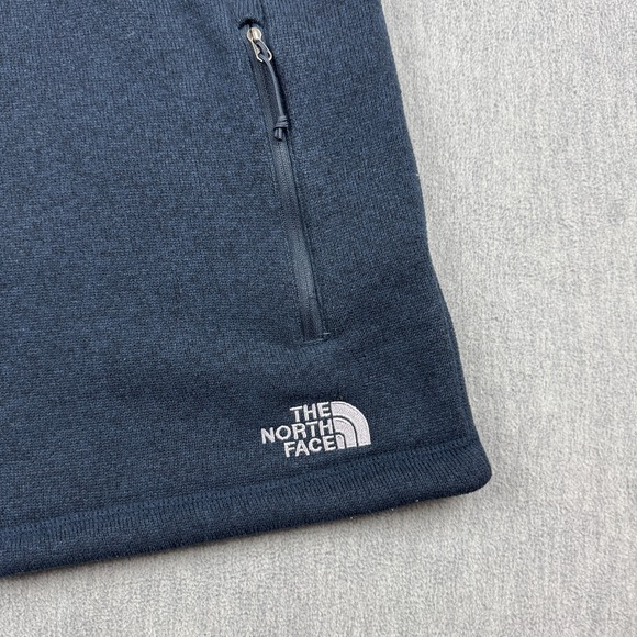 The North Face Vest Mens Medium‎ Blue Full Zip Fleece Sleeveless Sweater Logo - Picture 2 of 11